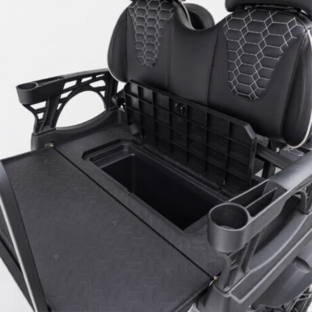 Riviera FR4 rear storage compartment and cooler box with cup holders