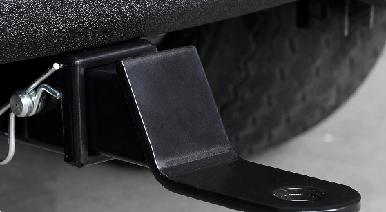 Light utility tow hook mounted on a luxury golf cart