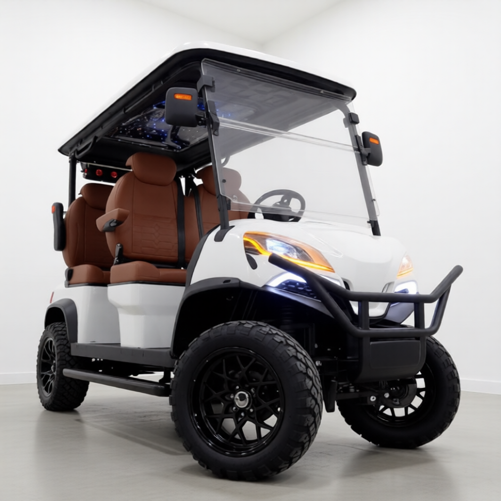 Monaco FF4 four-seater front-facing luxury electric golf cart